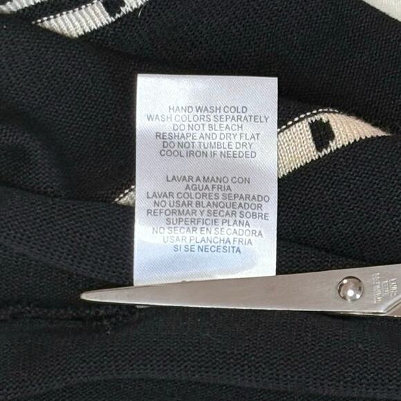 Danny & Nicole Short Sleeve Fit & Flair Knit Dress Women's L | Black & White - Picture 9 of 14